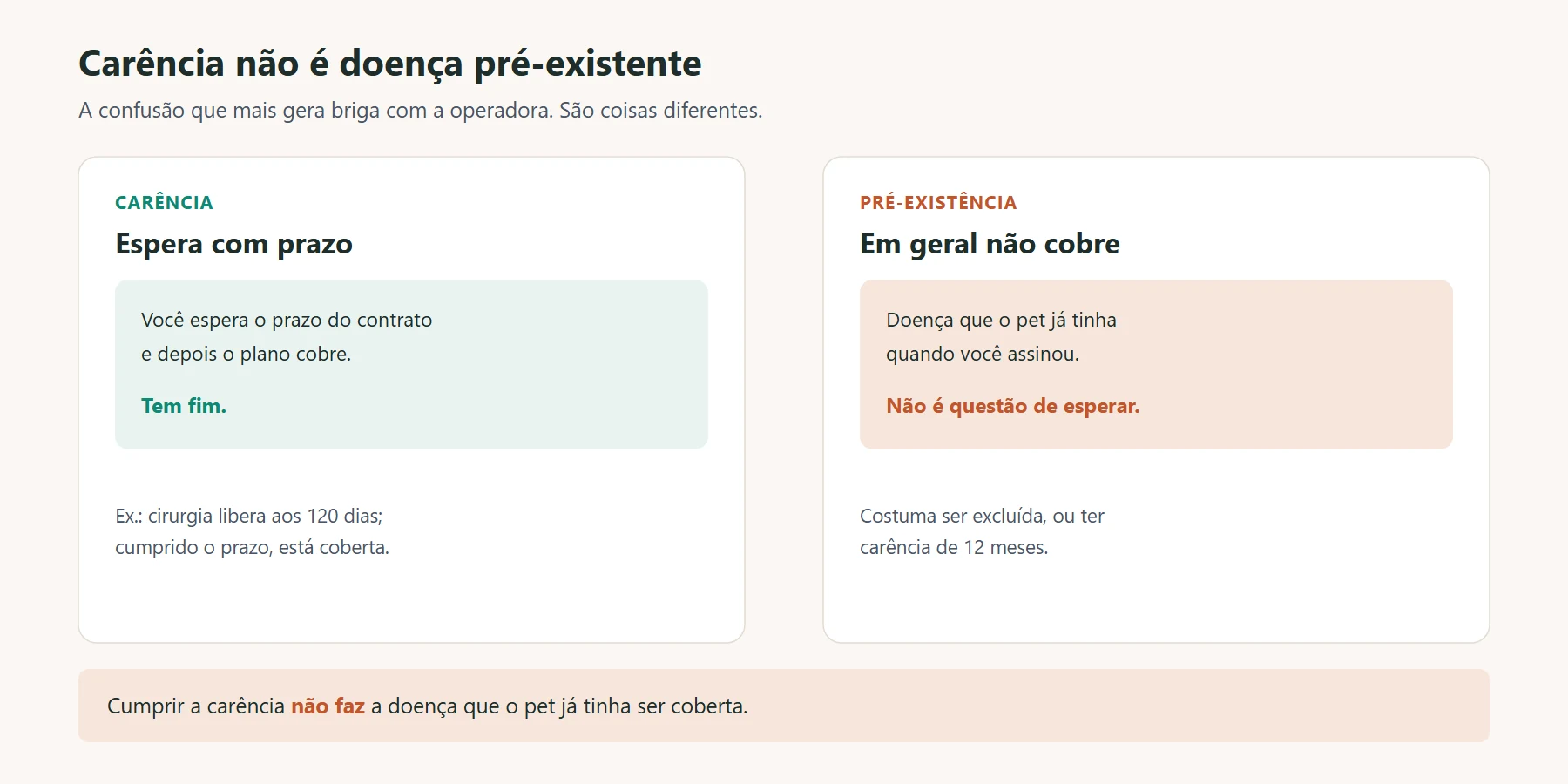 carência de plano de saúde pet: diferença entre carência e doença pré-existente