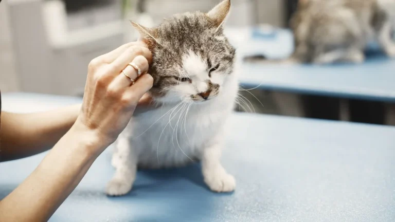 vacinas de gato: gato sendo examinado pelo veterinário durante a consulta de vacinação