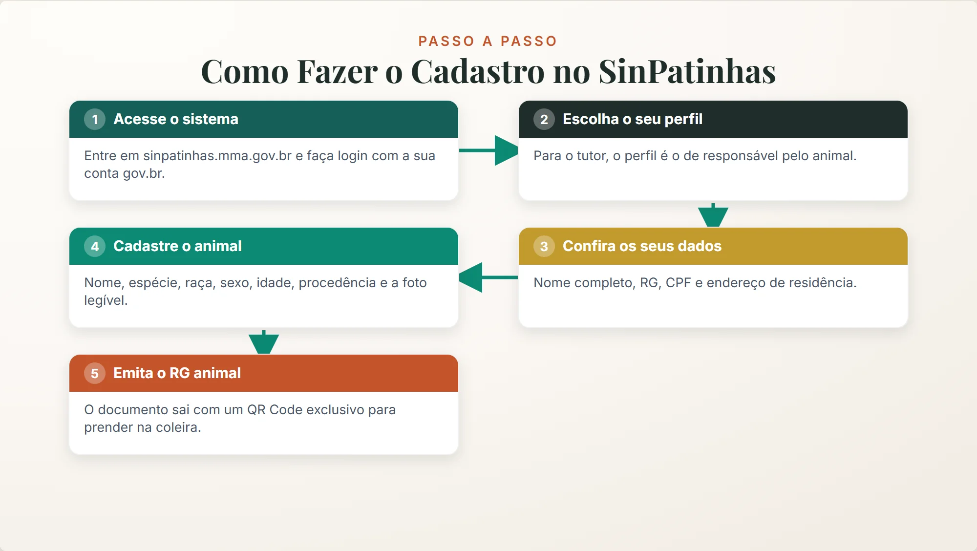 sinpatinhas cadastro: os 5 passos do login à emissão do rg animal com qr code