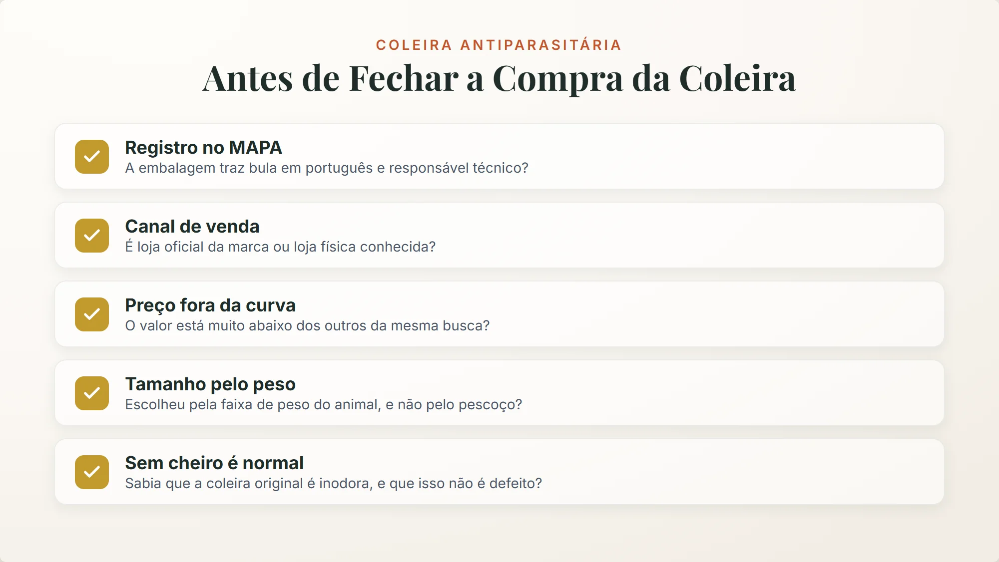 coleira seresto: conferir registro no MAPA, canal de venda, preço e tamanho antes de comprar